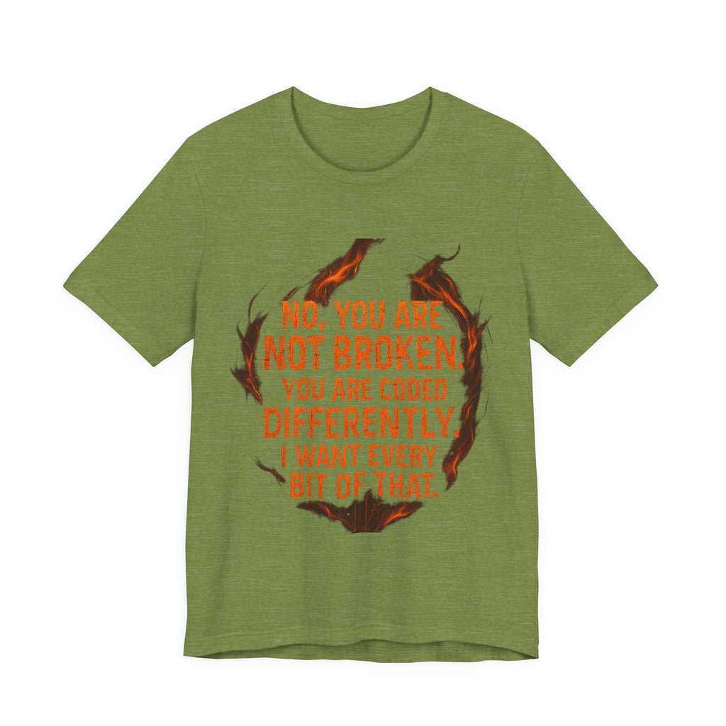 Coded Differently – Emotional Recovery Tee | Burnt & Beautiful”