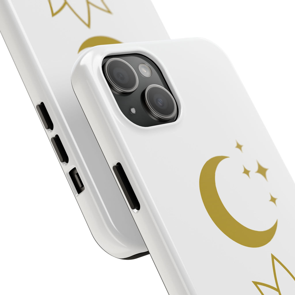 Elegant Moon & Lotus Phone Case | Burnt & Beautiful | Gift for Her, Boho Style, Birthday Present, Spiritual Decor, Tough Phone Cases