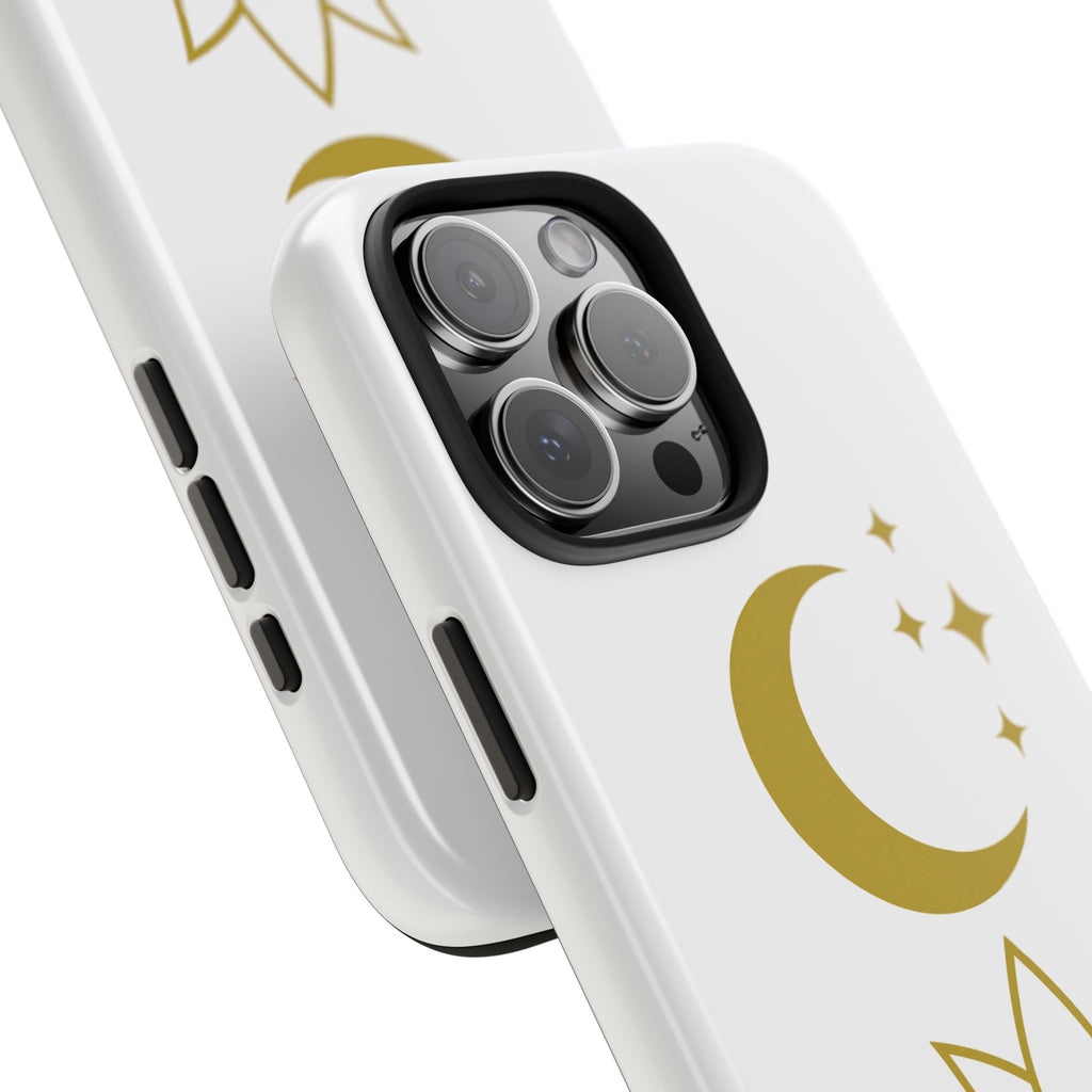 Elegant Moon & Lotus Phone Case | Burnt & Beautiful | Gift for Her, Boho Style, Birthday Present, Spiritual Decor, Tough Phone Cases