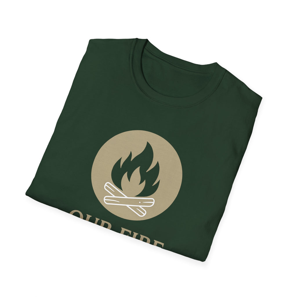 Cozy Campfire Vibes Shirt – “Our Fire Starts Here” | Burnt & Beautiful | Nature Lover Tee, Wilderness Vibes, Soulful Adventure Apparel