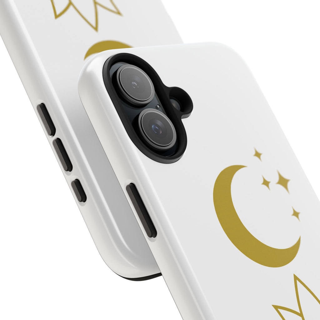 Elegant Moon & Lotus Phone Case | Burnt & Beautiful | Gift for Her, Boho Style, Birthday Present, Spiritual Decor, Tough Phone Cases