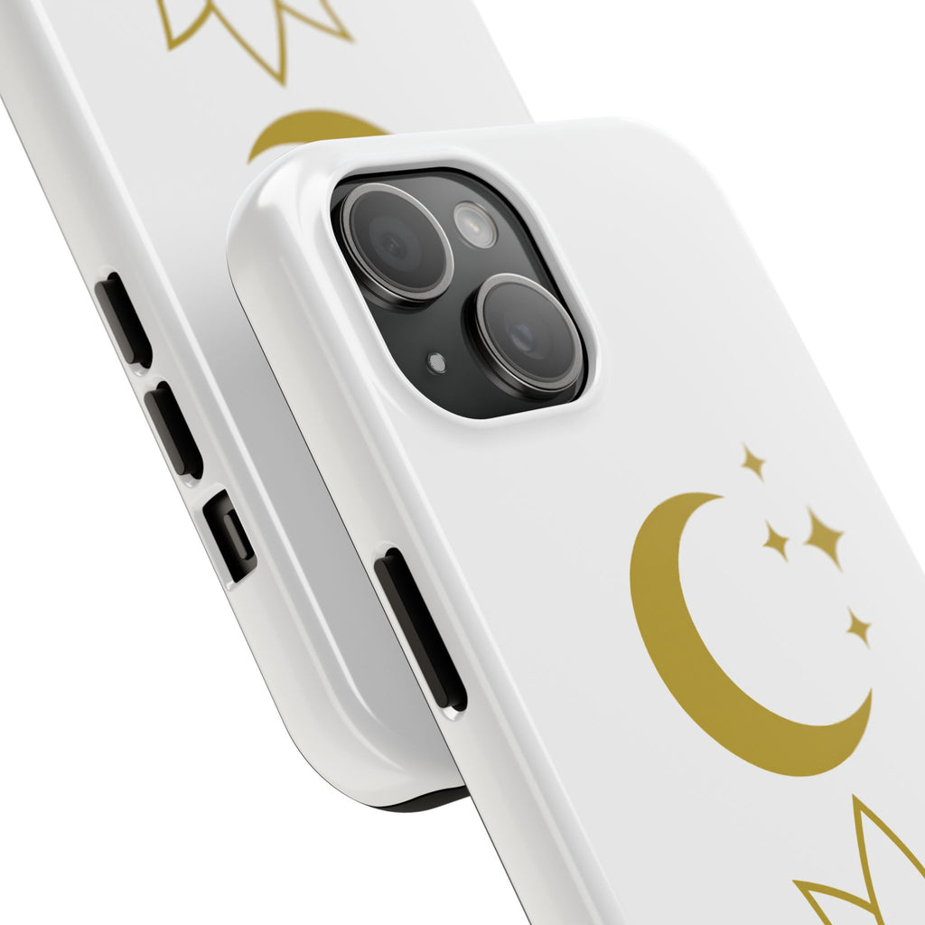 Elegant Moon & Lotus Phone Case | Burnt & Beautiful | Gift for Her, Boho Style, Birthday Present, Spiritual Decor, Tough Phone Cases